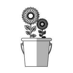 beautiful flowers in a pot icon over whtie background. vector illustration