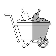 wheelbarrow and gardening equipment icon over white background. vector illustration