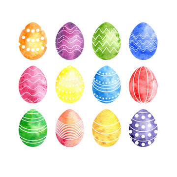 watercolor silhouettes of easter eggs