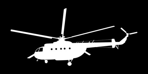 Helicopter of silhouette.