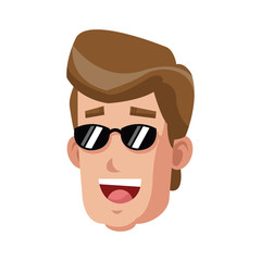 happy man face cartoon icon over white background. colorful design. vector illustration