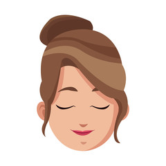 young girl face cartoon icon over white background. colorful design. vector illustration