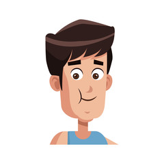 happy man face cartoon icon over white background. colorful design. vector illustration