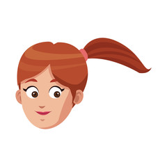 young girl face cartoon icon over white background. colorful design. vector illustration