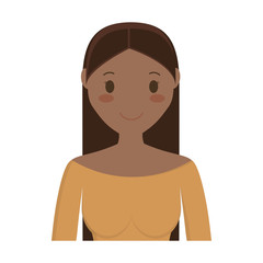 Happy girl wearing casual clothes cartoon icon over white background. colorful design. vector illustration