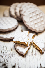 Chocolate cookies with white icing