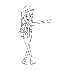 woman with a cap, cartoon icon over white background. vector illustration