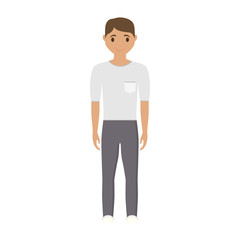 happy man wearing casual clothes cartoon icon over white background. colorful design. vector illustration
