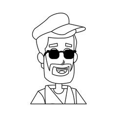 man with sunglasses cartoon icon over white background. vector illustration