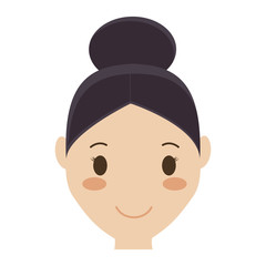 happy girl face cartoon icon over white background. colorful design. vector illustration