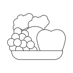 bowl with fruits icon over white background. vector illustration