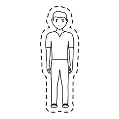 man wearing casul clothes cartoon icon over white background. vector illustration