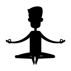 man yogi person meditating icon image vector illustration design  black silhouette