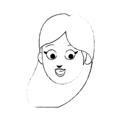 face of young pretty woman smiling  cartoon icon image vector illustration design  black sketch line