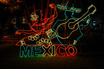 A Festive Night in Merida, Mexico in celebration of bicentennial independence.