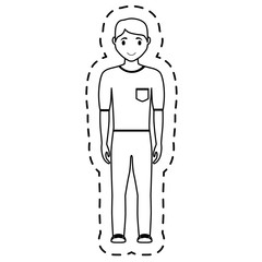 happy man wearing casual clothes cartoon icon over white background. vector illustration