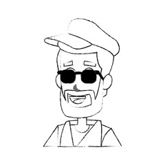 young man cartoon icon image vector illustration design  black sketch line