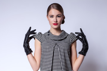 Beautiful woman in retro dress