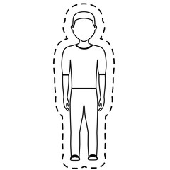 man wearing casul clothes cartoon icon over white background. vector illustration