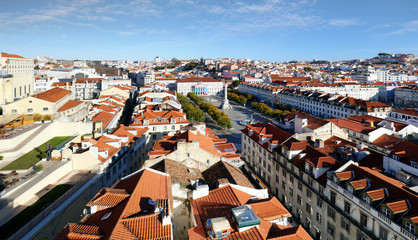 Fototapeta na wymiar Lisbon skyline from Santa Justa Lift, Portugal
