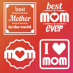 Happy Mothers Day Lettering Calligraphic Emblems and Badges Set. Vector Design Elements For Greeting Card and Other Print Templates.