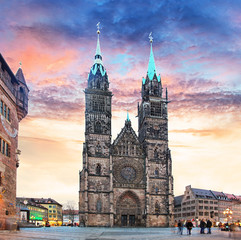 Nuremberg - St. Lawrence church at sunset, Germany - obrazy, fototapety, plakaty