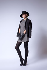 Fototapeta premium Beautiful woman in retro dress