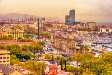 Obraz premium Aerial top view of Barcelona, Catalonia, Spain 
