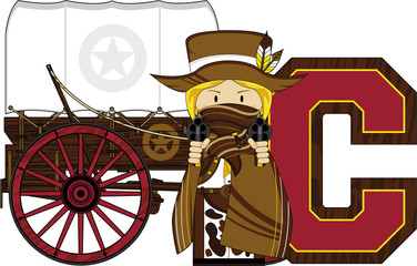 Fototapeta premium C is for Cowboy Alphabet Learning Illustration