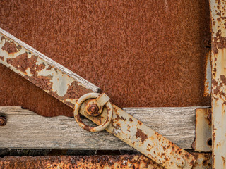 Rusted train carriage latch detail texture