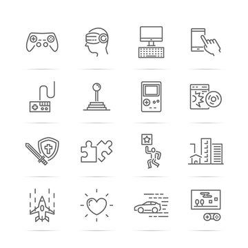 video game vector line icons
