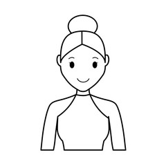 happy girl face cartoon icon over white background. vector illustration