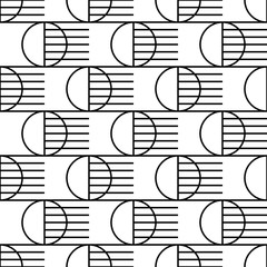 Simple seamless geometric vector pattern with circles and lines