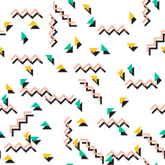 Geometric memphis style design. Seamless vector pattern.