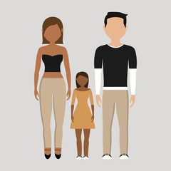 family with his daughter icon over gray background. colorful design. vector illustration