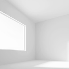 White Empty Room with Window. 3d Rendering of Minimal Office Interior Design