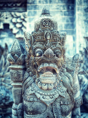 Stone sculpture on entrance door of a temple