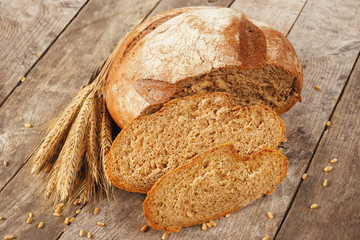 bread on wooden table