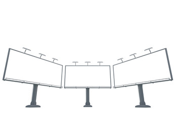 Obraz premium 3D rendering of blank billboard (empty advertisement) isolated on white background