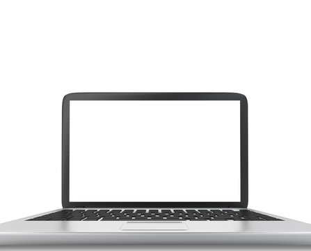 Modern Laptop PC with blank LCD screen isolated on white background -3D rendering