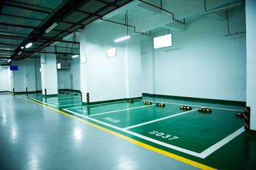 Parking lot in an underground garage