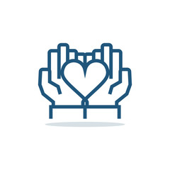Hands and heart icon. Charity, sponsorship,donation,donor symbol.