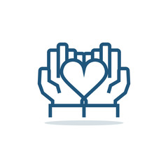 Hands and heart icon. Charity, sponsorship,donation,donor symbol.
