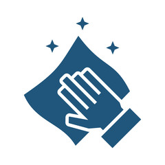 Hand cleaning with rag in flat style. Vector symbol.