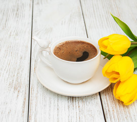 Coffee and tulips