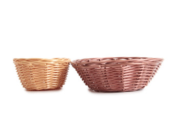 Wicker basket  for bread on white background