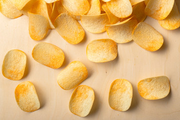 Delicious chipsl on table close-up