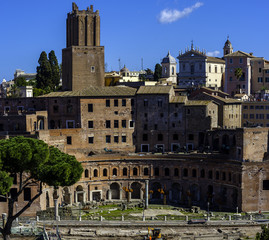 Fototapeta premium Overview from the Vittoriano in Rome. Trajan's Markets