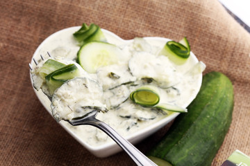 Cucumber with Celery and Dill salad in yogurt dressing
