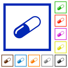 Pill flat framed icons